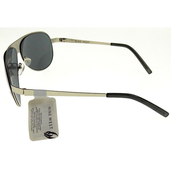 Nine West Aviator Pilot Sunglasses Silver Metal - Picture 3 of 4